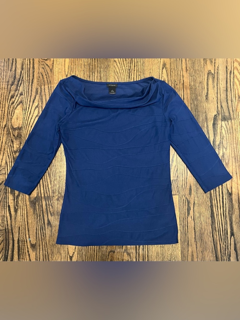 Ann Taylor Deep Blue Textured Cowl Neck Top